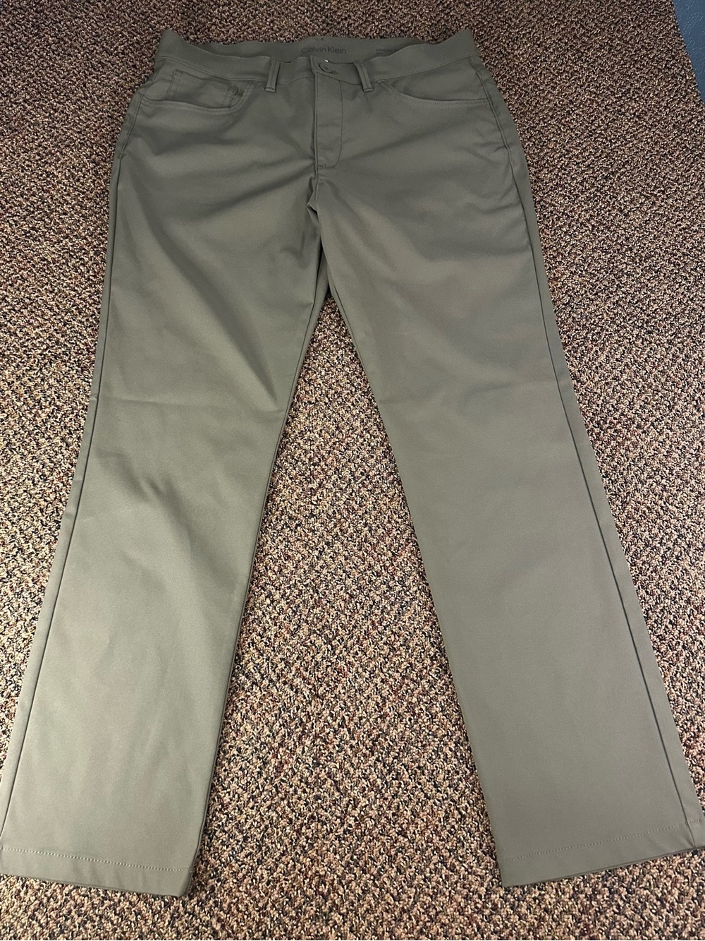 Calvin Klein Men's Olive Straight-Leg Chinos